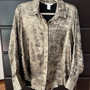 Metallic Button-Up blouse